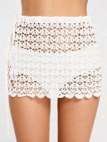 Off Scalloped Crochet Sheer Mini Skirt In White Zaful