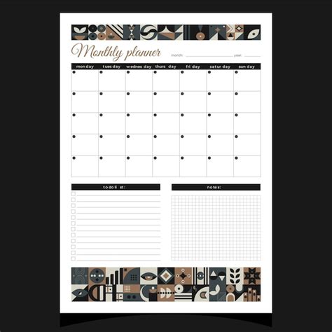 Premium Vector | Monthly planner geometric Daily planner printable ...