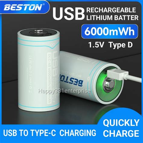 Genuine Beston D Size V Rechargeable Lithium Battery Usb Type C