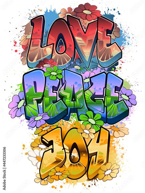 Love Peace Joy in Graffiti Art Stock Vector | Adobe Stock