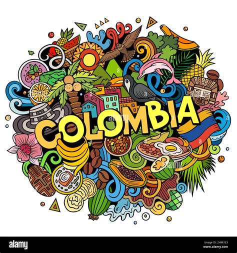 Colombia Ilustración De Tallarines Dibujado A Mano Divertido Diseño