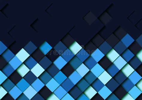 Abstract Blue Square Geometric Shape Paper Cut Layer Background Stock