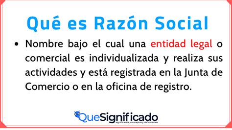 Razón Social Concepto En El Mundo Empresarial