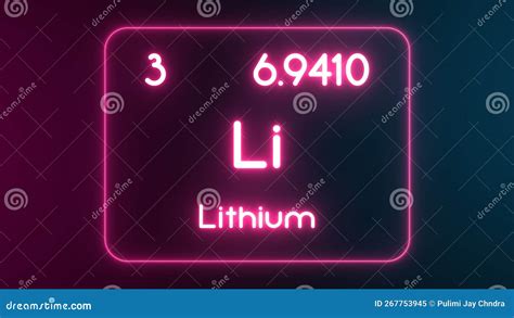 Modern Periodic Table Lithium Element Neon Text Illustration Stock Illustration Illustration