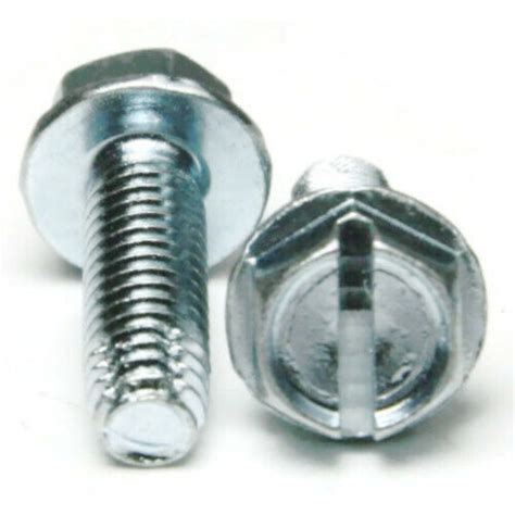 516 18 Thread Cutting Screw Zinc Plated Slotted Hex Washer Head Select Size Ebay