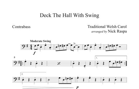 Deck The Hall With Swing Contrabass Part Arr Nick Raspa Von