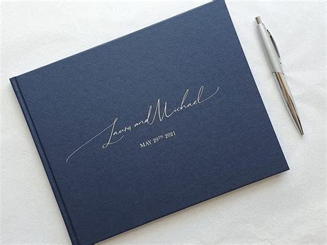 Personalised Wedding Guest Book Simple Elegant Text Design Etsy