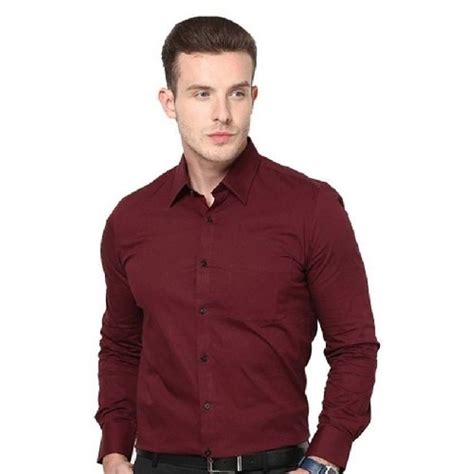 Full Sleeves Mens Maroon Plain Cotton Shirt Formal At Rs 220 In Kanpur