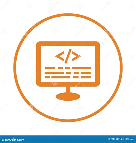 Código Html Programación Iconnaranja Vector Símbolo Stock De