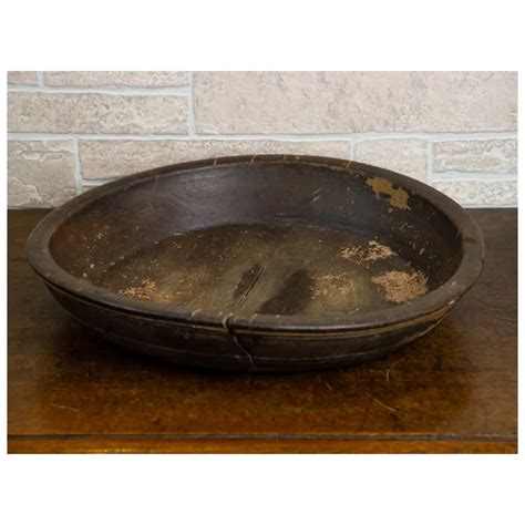 Antique Rustic Large Round Turned Wooden Dough Bowl Ruby Lane