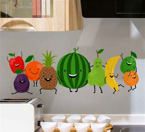 Funny smiling fruits kitchen sticker - TenStickers