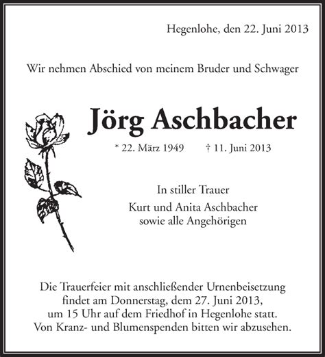 Traueranzeigen von Jörg Aschbacher ZVW Trauer