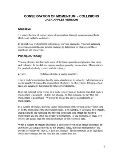 CONSERVATION OF MOMENTUM - COLLISIONS