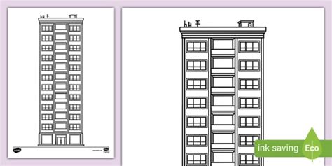 High Rise Building Colouring Picture Teacher Made Twinkl