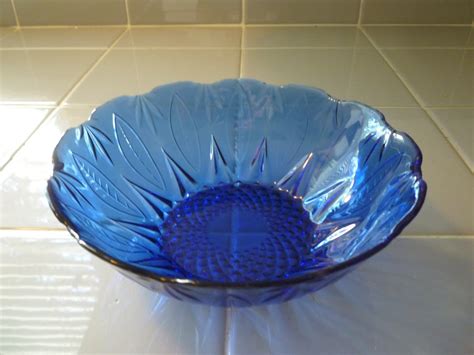 Cobalt Blue Glass Bowl Vintage Blue Glass Bowl Collectible