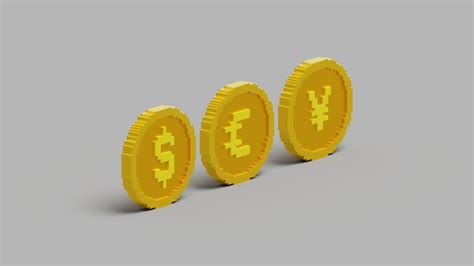 D Model Dollar Euro Yen Coins Vr Ar Low Poly Cgtrader