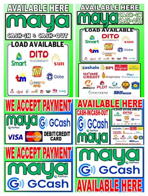 Gcash Maya Signage Laminated Paybills Load Small Business Sari Sari