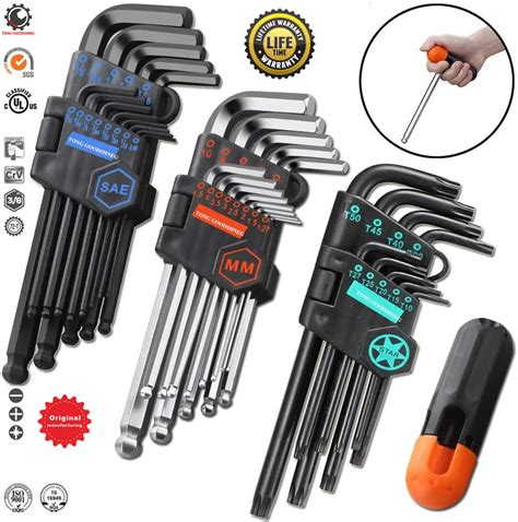 Pcs Ball Point Hex Key Set Long Arm Shape Allen Wrench Sae Chrome