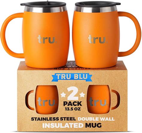 Insulated Coffee Mug With Lid Set Of 2 Stainless Steel Camping Mug