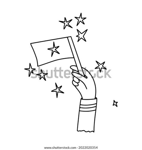 Human Hand Holding White Flag Stars Stock Vector Royalty Free