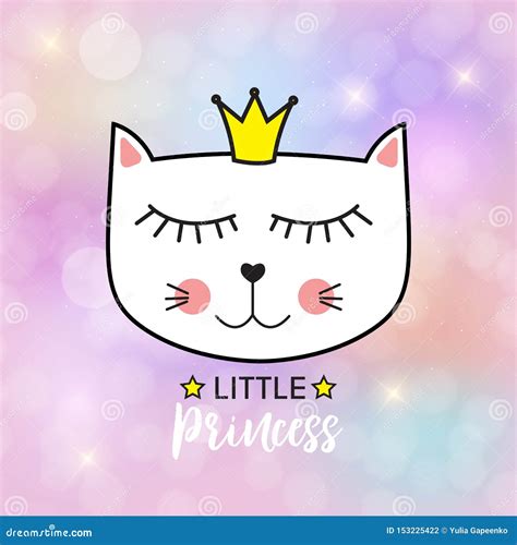 Little Cute Cat Princess Vector Illustration Stock Vector