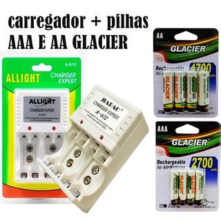 Carregador De Pilhas AA AAA 9v GLACIER A 612D ALLRIGHT Shopee Brasil