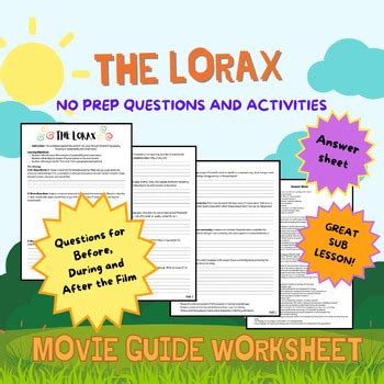 The Lorax Movie Guide Worksheet For Geography Class Sustainability