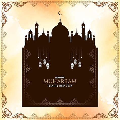 Feliz Muharram Y Fondo De A O Nuevo Isl Mico Con Mezquita Vector Gratis