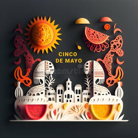 Desert Cinco De Mayo Papercut Stock Illustration Illustration Of Mayo