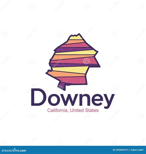 Map Of Downey California City Modern Geometric Logo Stock Vector