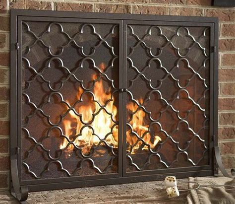 Geometric Single Panel Steel Fireplace Screen | Fireplace screen ...