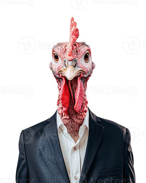 AI generated Anthropomorphic Chicken Wearing Suit on Transparent ...