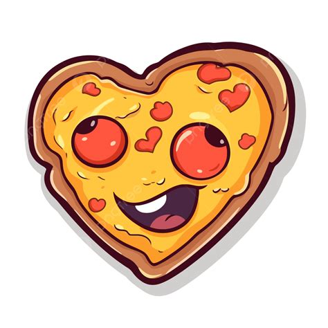 Funny Pizza Heart Shaped Sticker With Eyes And Vector Clipart Pizza Heart Pizza Heart Clipart