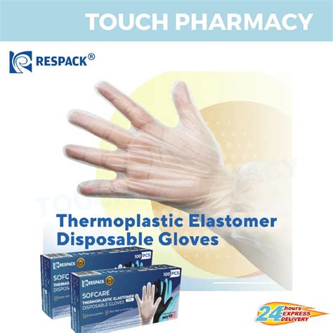 RESPACK Thermoplastic Elastomer TPE Disposable Gloves CLEAR 100 S