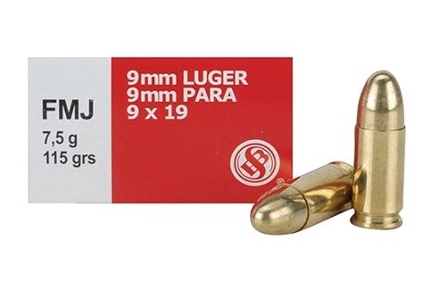 Sellier Bellot 9mm Luger 115 Gr FMJ Box Of 50 SB9A