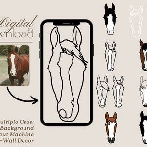 Custom Horse Outline Drawing, Horse Face Outline Drawing, Horse ...