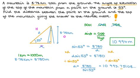 Question Video Using Right Angled Triangle Trigonometry To Solve Word