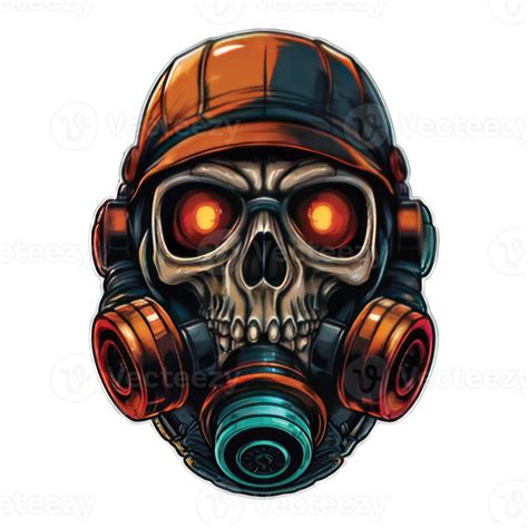 Skull Head Wearing A Gas Mask Illustration 43370124 Png