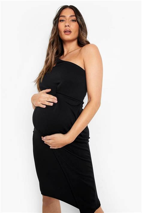 Maternity Bandeau Pleat Detail Midi Dress Boohoo