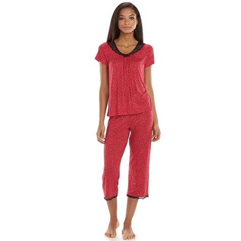 Womens Apt 9® Pajamas Love Story Lace Trim Capri Pajama Set