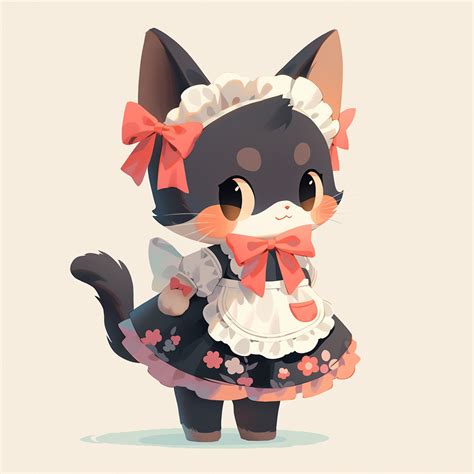 Cat Maid Chibi Cat Cat Character Cute Art