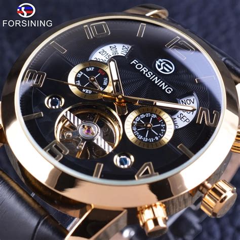 Forsining Golden Bezel Tourbillion Men Watch Fashion Self Winding