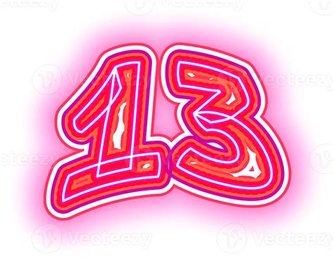 Pink Neon Number 13 33554078 Png