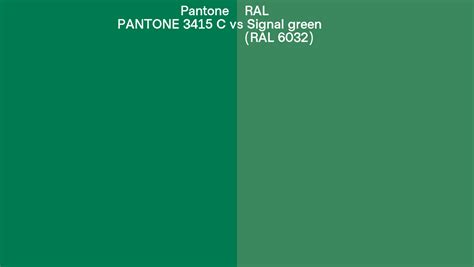 Pantone 3415 C Vs Ral Signal Green Ral 6032 Side By Side Comparison