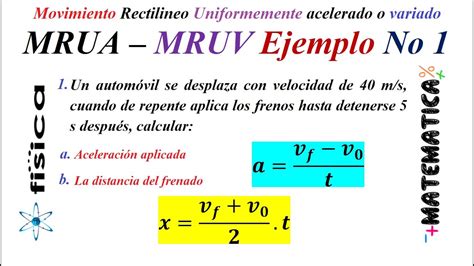 Movimiento Rectilineo Uniformemente Acelerado O Variado Mrua Mruv