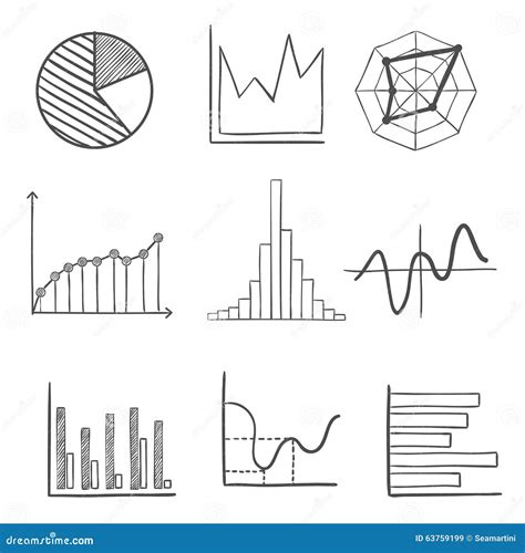 Sketched Business Graphs And Charts Stock Vector Illustration Of