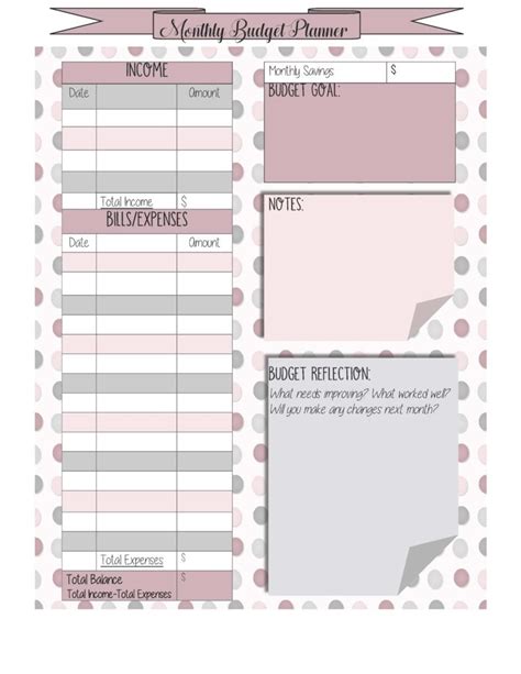 Monthly Budget Planner - Prudent Penny Pincher