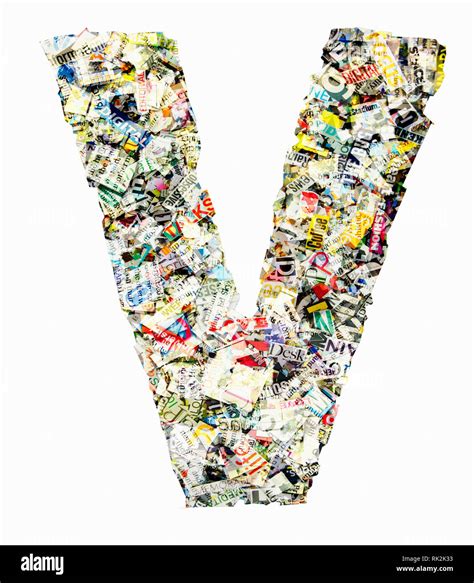 The Letter V Made From Newspaper Confetti Stock Photo Alamy