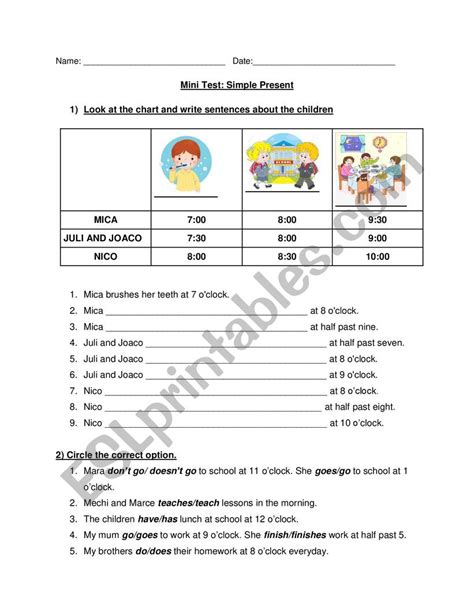 Simple Present Super Simple Mini Test Esl Worksheet By Mercedes Bueno