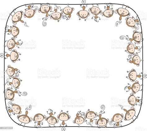 Vector Cartoon Monkey Border Background Stock Illustration - Download ...